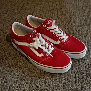 Vans Classic Red and White Canvas Shoes